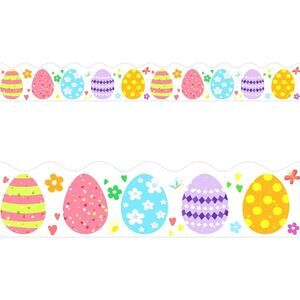 3 Sets Scalloped Classroom Bulletin Board Border Trim 36ft ea Spring Easter Eggs